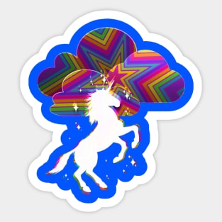 Rainbow Fantasy Unicorn Art Sticker